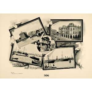  1907 Print Rotterdam Netherlands Street Port Harbor 