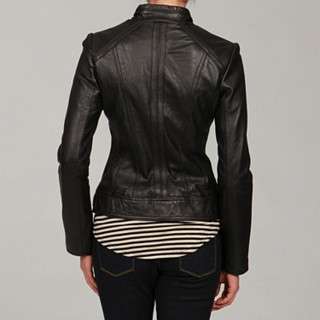 Michael Kors Womens Motorcycle Style Leather Jacket  