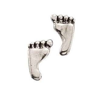  Sterling Silver Mini Foot Earrings On Posts: Jewelry
