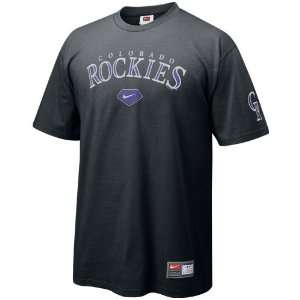 Nike Colorado Rockies Black Practice T shirt Sports 