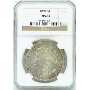  1886 P MS63 Morgan Silver Dollar Graded by NGC Everything 