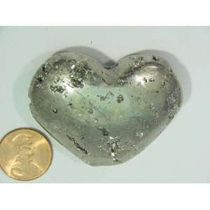 Iron Pyrite Puff Heart Carving Fools Gold Lapidary