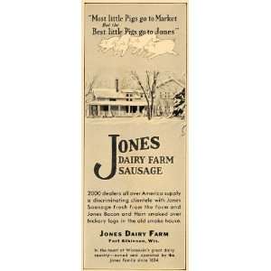  1930 Ad Jones Dairy Farm Sausage Pork Fort Atkinson WI 