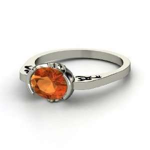    Passementerie Ring, Oval Fire Opal 14K White Gold Ring Jewelry