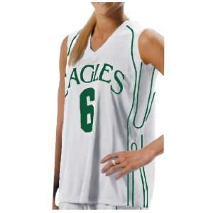   Womens Moisture Management Game Muscle Jersey WHITE/FOREST (WHF) W2XL