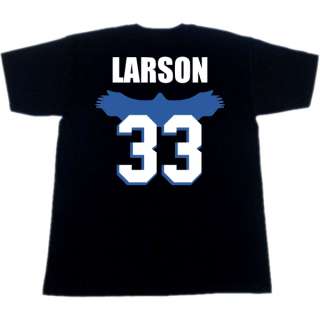 Hawks Larson #33 Jersey T Shirt Mighty Ducks Movie  