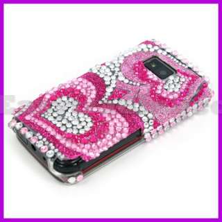 Crystal Bling Back Case Cover for Nokia 5530 Pink Heart  