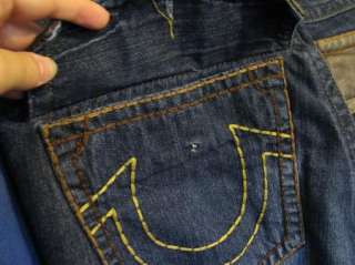 TRUE RELIGION Ricky/Relaxed AMAZING JEANS!! Leather Flap Pkts 36 34 