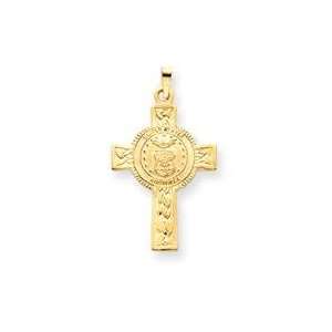  Cross with Air Force Insignia Pendant in 14k Yellow Gold 