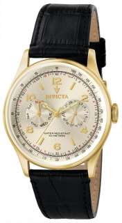 Invicta 6750 Mens Sun Ray Dial Leather Strap Watch  