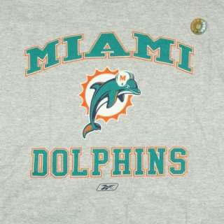 Official NFL Miami Dolphins Heather Grey Preshrunk T Shirt Football 