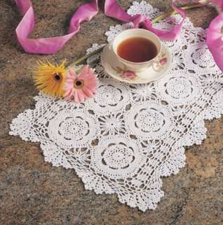 HANDMADE CROCHET LACE TRAYCLOTH IN WHITE OR ECRU 10X14 OBLONG OR 