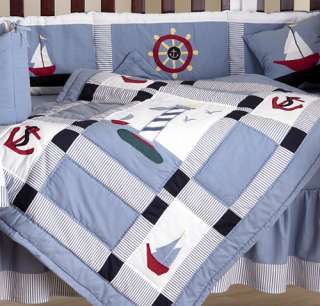 NAUTICAL BOAT THEMED BABY BEDDING DISCOUNT SAILING DESIGNER QUILT BOY 