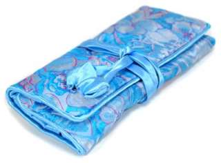   BAG Roll Case Pouch Carrying Brocade Fabric Turquoise Floral  