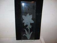 Vintage Beveled Edge Glass Panel Deeply Etched Lily Pla  