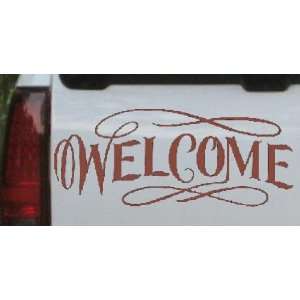 Welcome Swirls Business Car Window Wall Laptop Decal Sticker    Brown 
