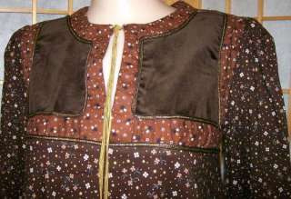 Vintage Brown Peasant Gunne Sax Jessica San Francisco 7 Dress Unworn 