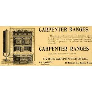  1898 Ad Carpenter Ranges Cyrus Lovejoy Cooking Food 
