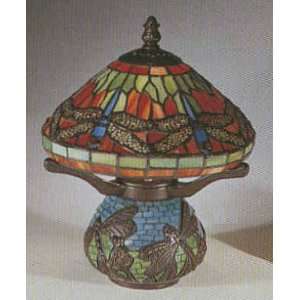    Blue Dragonfly Stained Glass Antique Bronze Lamp