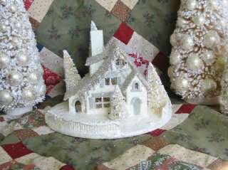 Silver & White Victorian Putz Christmas House Charming Bungalow 