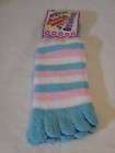 Womens Blue Striped Fuzzy Toe Socks 9 11  *****See More