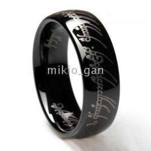 8MM Tungsten Lord Of The Ring Black Band new Size 9  