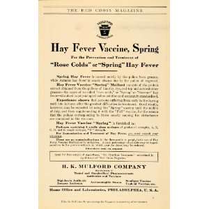  1917 Ad H. K. Mulford Hay Fever Rose Colds Vaccine 