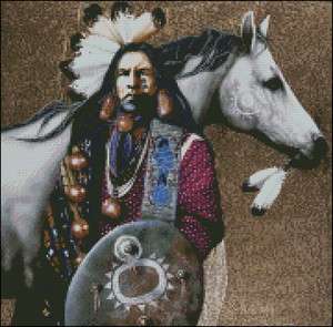 Native American Indian Themed v11 Cross Stitch Pattern  
