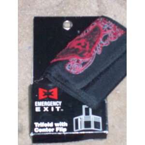  Emergency Exit Trifold Wallet with Center Flip Black 