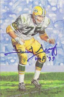 FORREST GREGG AUTOGRAPHED GREEN BAY PACKERS GOAL LINE ART IN BLUE W 