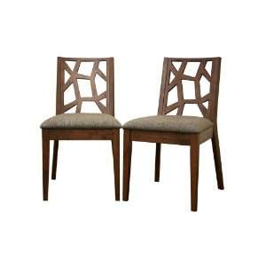  2PK Jenifer Dining Chair in Brown Rubberwood and Multi 