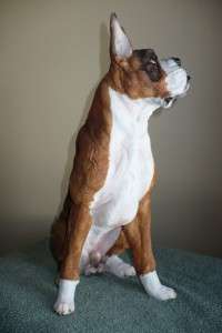 NEW 16 in. BOXER STATUE SITTING DOGS FIGURINE proud dog  