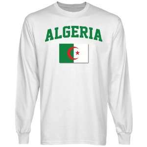  Algeria Flag Long Sleeve T Shirt   White Sports 