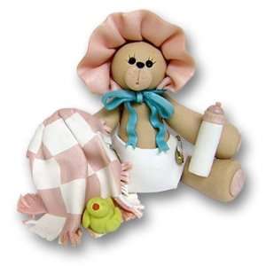  Bear w/Pink Blanket & Bonnet Figurine/Ornament Baby