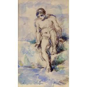 Oil Painting: Bather Entering the Water: Paul Cezanne Hand Painted Art 