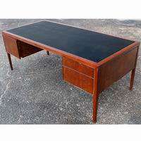 78 Vintage Stow Davis Desk Leather Wood  