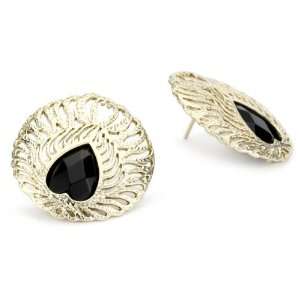   Scott Feather 14K Gold Plated Black Onyx Aliyah Earrings: Jewelry