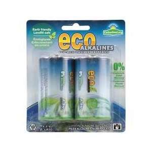    Battery,disposable Alkaline,d,pk 2   ECO ALKALINES Electronics