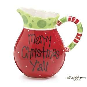  Whimsical Merry Christmas YAll Water/Tea Pitcher Southern 