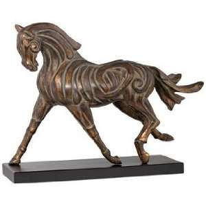    Carved Look Patinaed Wash Bronze Horse Sculpture: Home & Kitchen