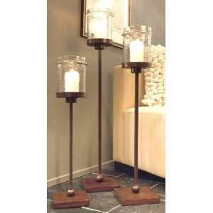  Bronze Iron Floor Candle Holder with Globe, Set of 2: Home 
