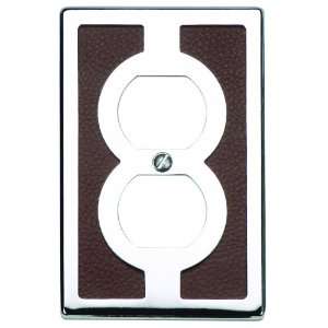   Inch Outlet Plate, Polished Chrome/Brown Leather: Home Improvement