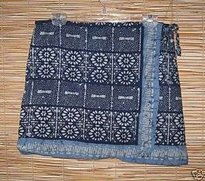 AE American Eagle Batik Wrap Mini Skirt Blue EUC 12  