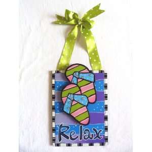  Wall Plaque   Relax with Flip Flop Sandals   Tropical 