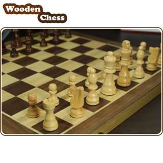 New Portable Wooden Chess Complete Set Board Game  