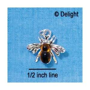  C2908 ctlf   Silver Bee with Amber Resin Body   Silver 