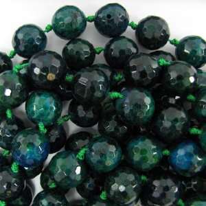 14mm faceted blue green azurite round beads 6.5 strand 