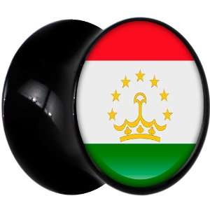  14mm Black Acrylic Tajikistan Flag Saddle Plug Jewelry