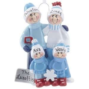  Personalized Snow Shovel Family of 4 Christmas Ornament 