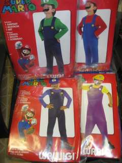   Up Mario Brothers Costume Mario Luigi Wario Waluigi Asst. Sizes  